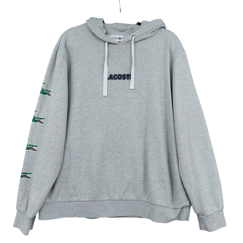 Lacoste Sport Hoodie Mens XXL Cotton Polyester Gray